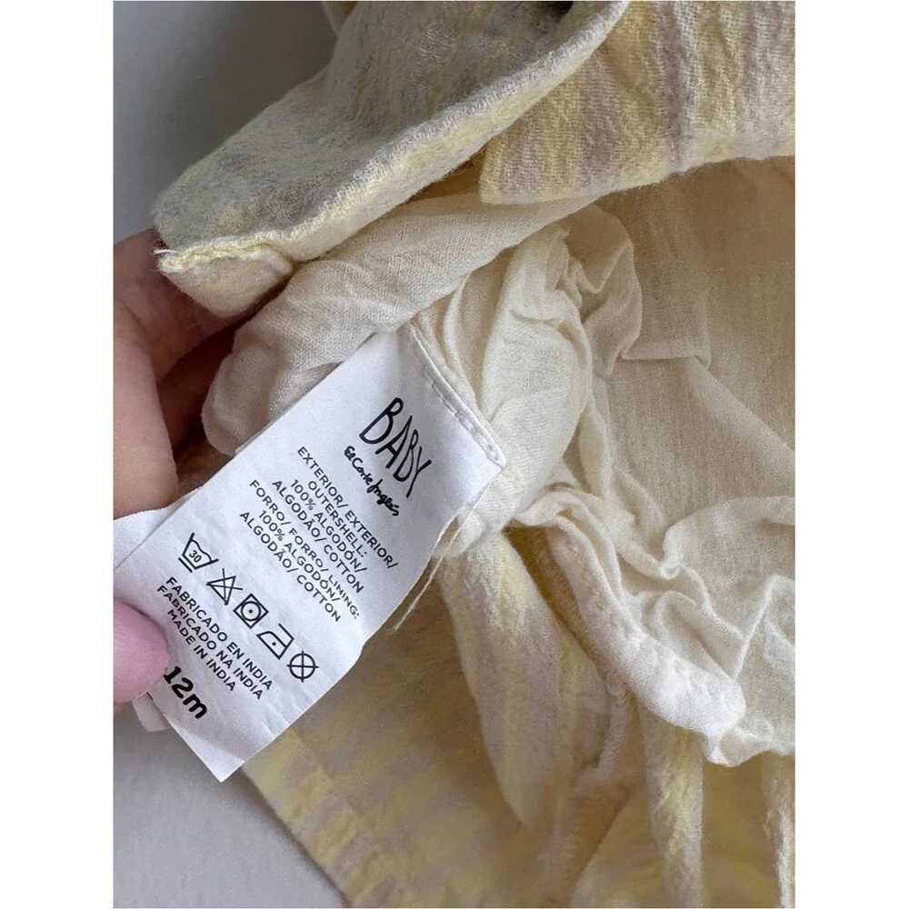 Yellow Striped Embroidered Ruffle Dress
